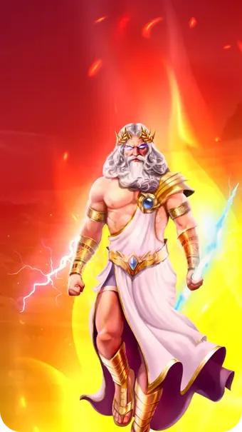 Zeus in Flammen, Artwork von Yep Casino